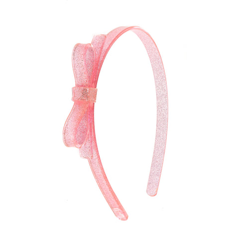Thin Bow Headband - Glitter Pink