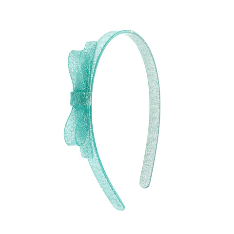 Thin Bow Headband - Glitter Light Mint