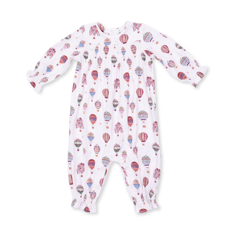 Long Sleeve Smocked Romper - Hot Air Balloon