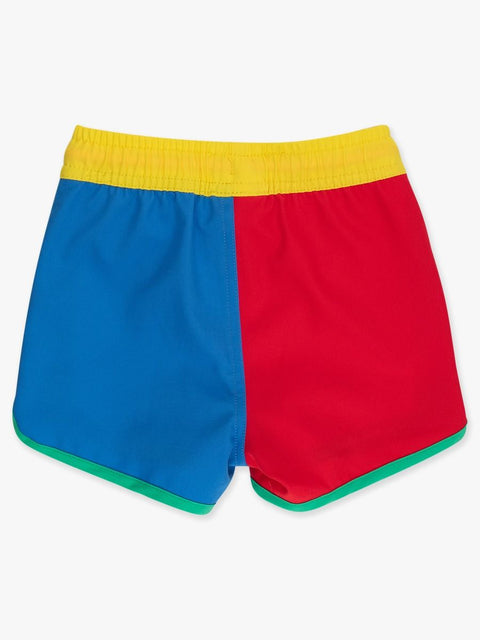 Boys Performance Hybrid Dolphin Hem Swim Trunks - Primary Colorblock