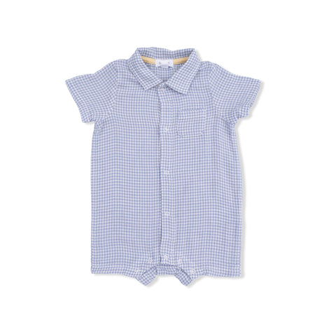 Polo Shortie - Micro Gingham Blue Blizzard