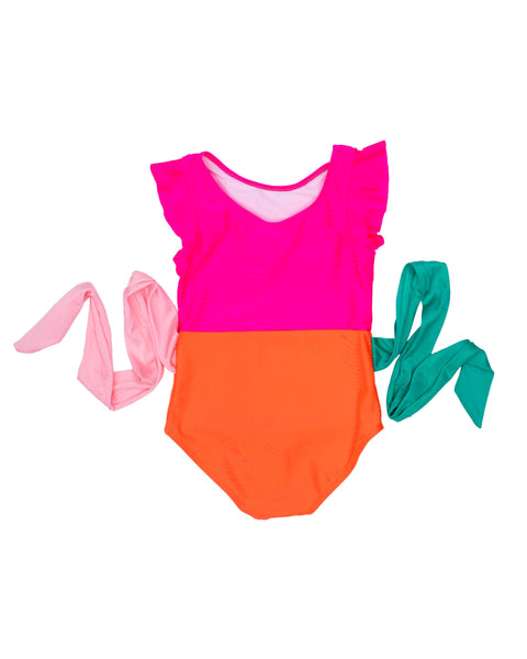 August Kate Color Block Girls Swimsuit