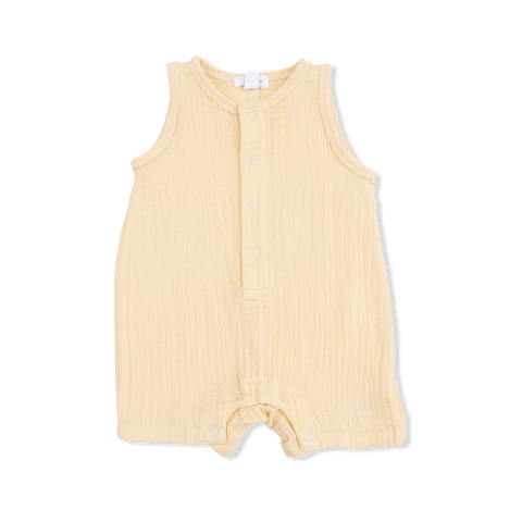 Sleeveless Shortie Romper - Solid Muslin Italian Straw