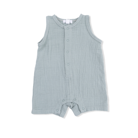 Sleeveless Shortie Romper - Solid Muslin Jadeite