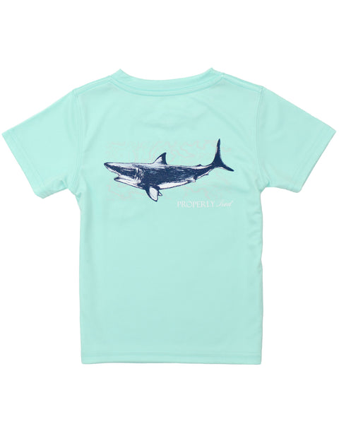Boys Performance Tee SS - Seafoam Topo Shark