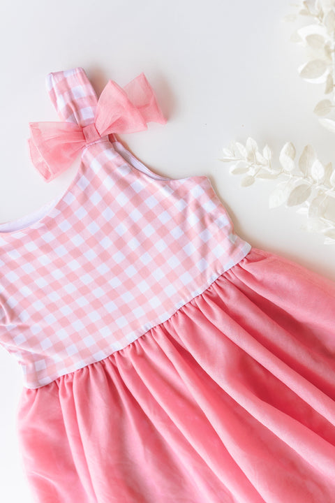 Bamboo Tulle Dress - Pink Gingham