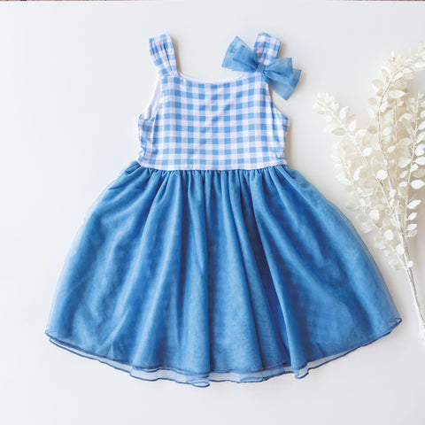 Bamboo Tulle Dress - Blue Gingham