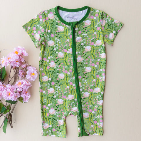 Bamboo Shortie Romper - Botanical Bliss