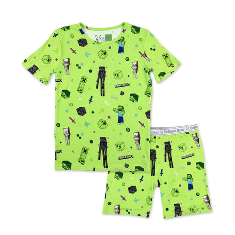 Kids Bamboo Pajama Short Set - Minecraft Mob Squad