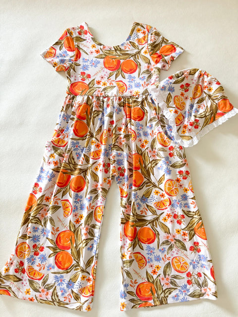 Bamboo Romper - Orange Blossoms