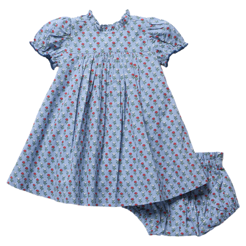 Baby Girls Lucia Dress Set - Light Blue Carnation