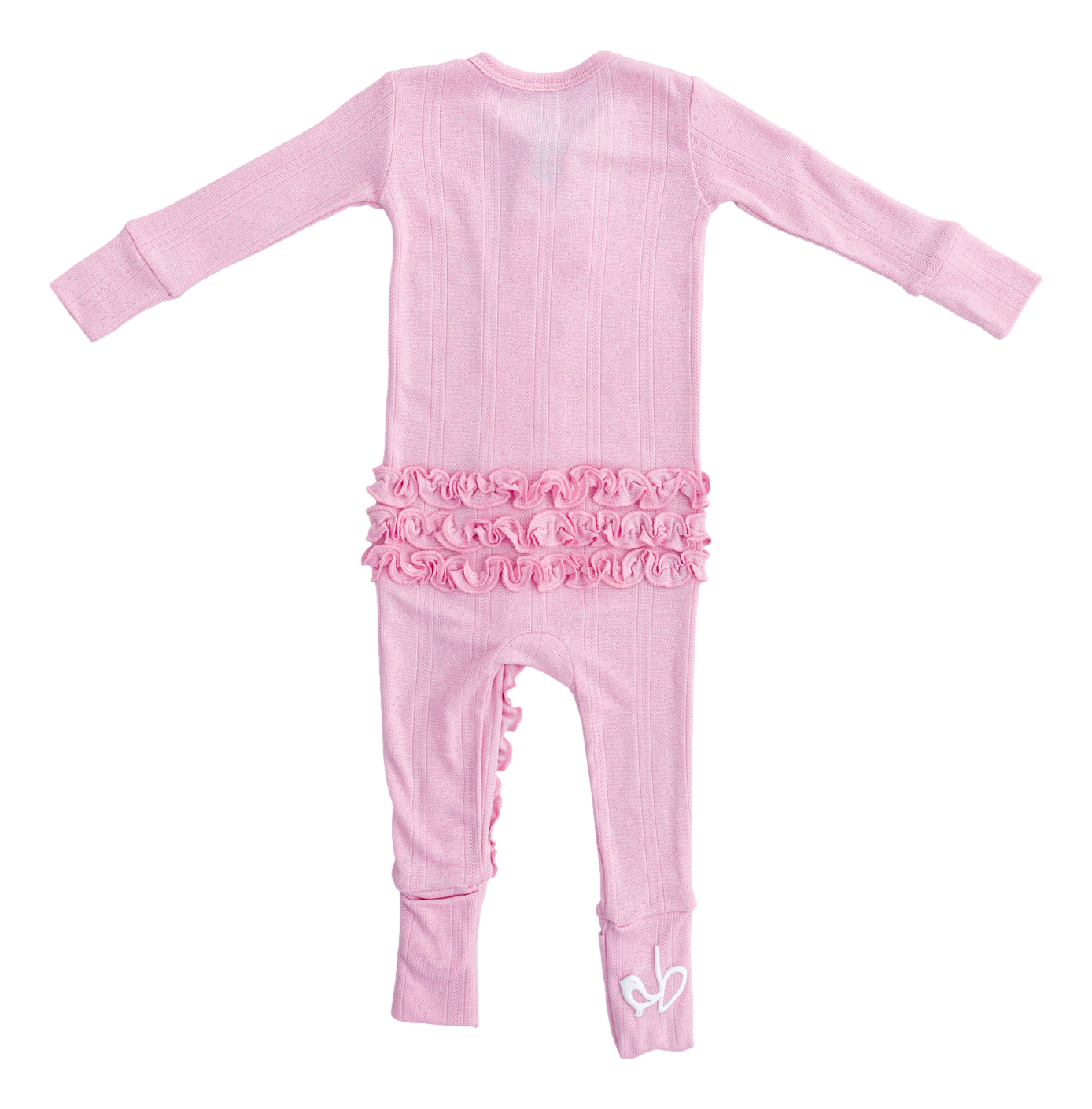 Pink Pointelle Ruffle Convertible Romper