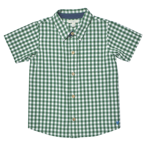 Boys Jack Shirt - Green White Check