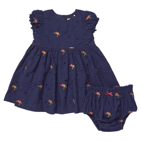 Baby Girls Eliza Dress Set - Eyelet Embroidery
