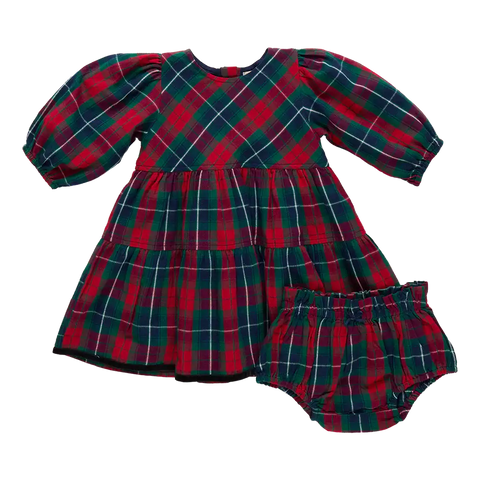 Baby Girls Maribelle Dress Set - Red Tartan