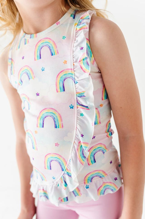 Rainbow Skies Bamboo/Cotton Peplum Top