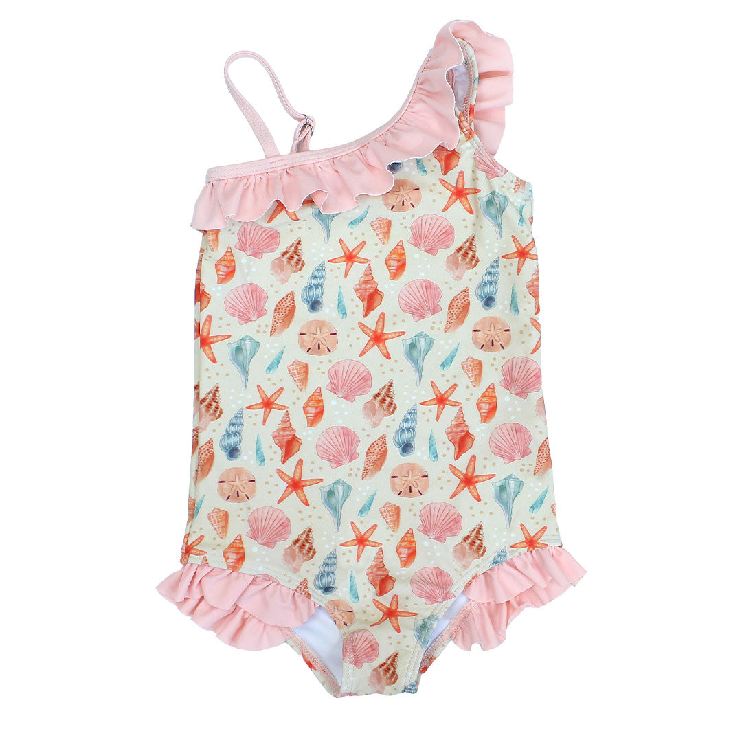 Sandy Seashells Girls One Piece Swimsuit