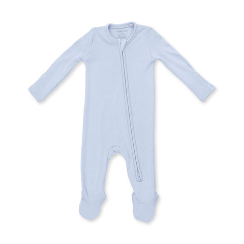2 Way Zipper Ribbed Footie - Solid Sheer Blue