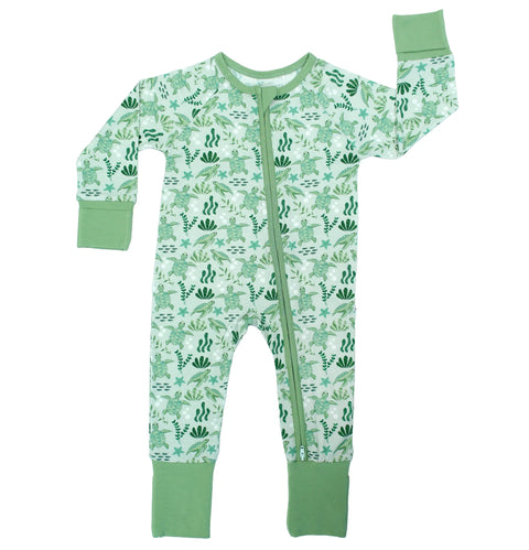 Sea Turtles Bamboo Convertible Baby Pajamas