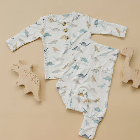 Snugglesaurus Bamboo Henley PJ Set