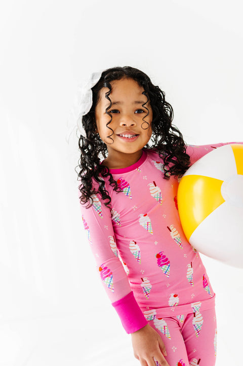 Pink Sundae Funday Bamboo Pajama Set for Kids