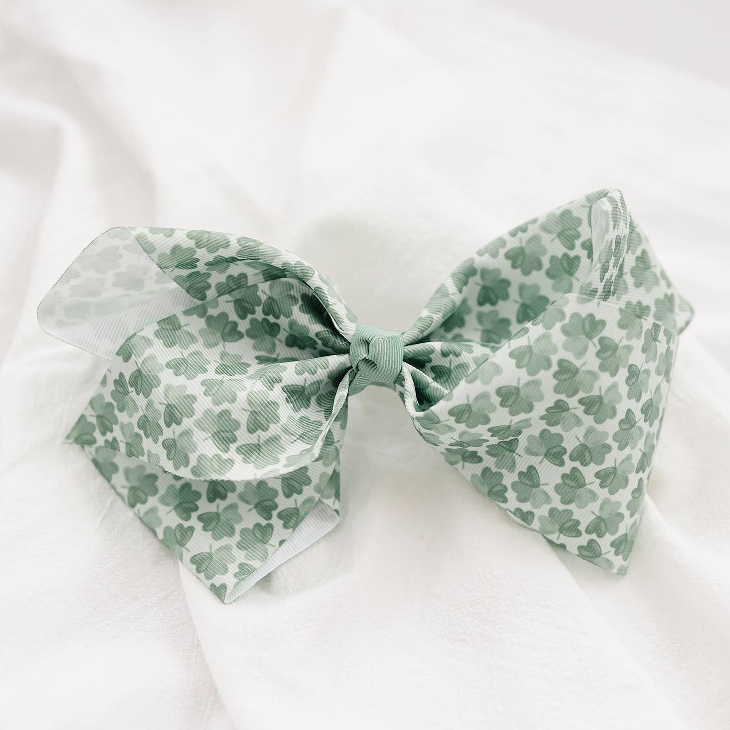 Green Shamrock Grosgrain Hair Bow