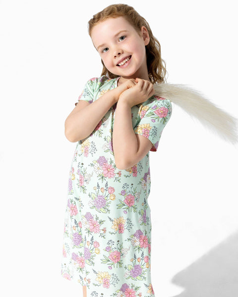 Girls' Short Sleeve Bamboo Dress/Nightgown - Petals & Posies
