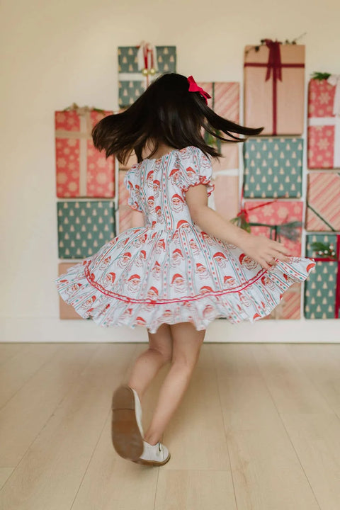 Aura Poplin Dress in Vintage Santa
