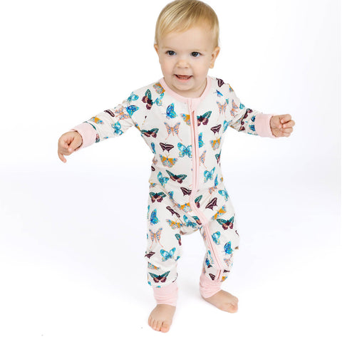 Wings of Paradise Butterflies Baby Bamboo Convertible Footie