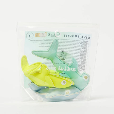Dive Buddies Set - Salty the Shark Aqua Neon Yellow