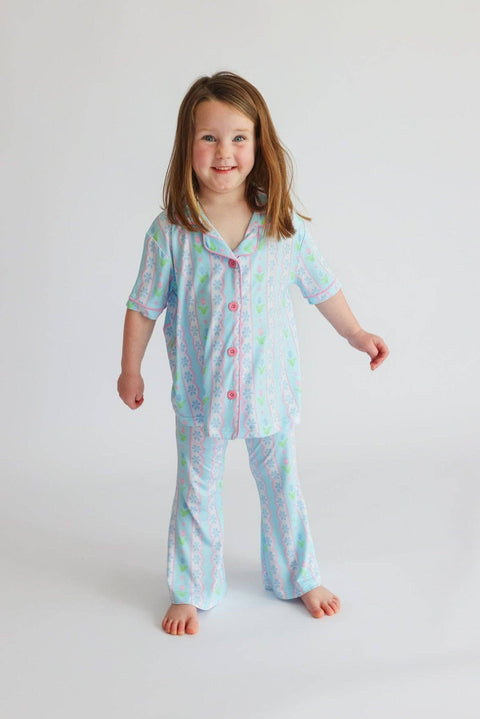 Girls Flare Bamboo Pajama Set - Whimsy Tulip