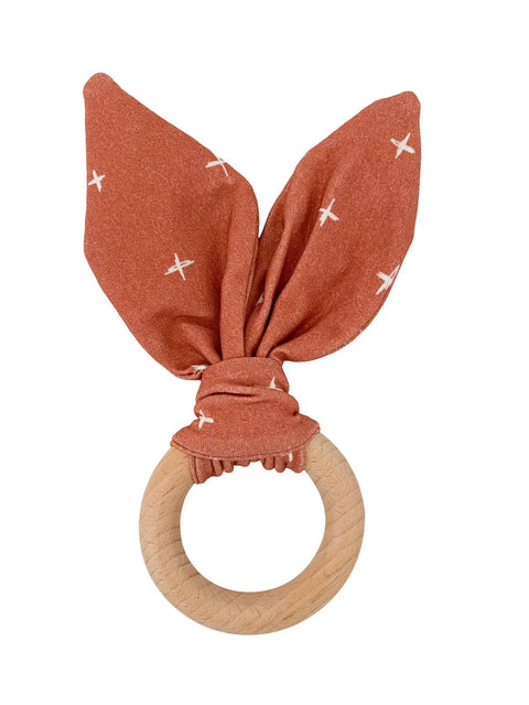 Crinkle Bunny Ears Teether: Rust