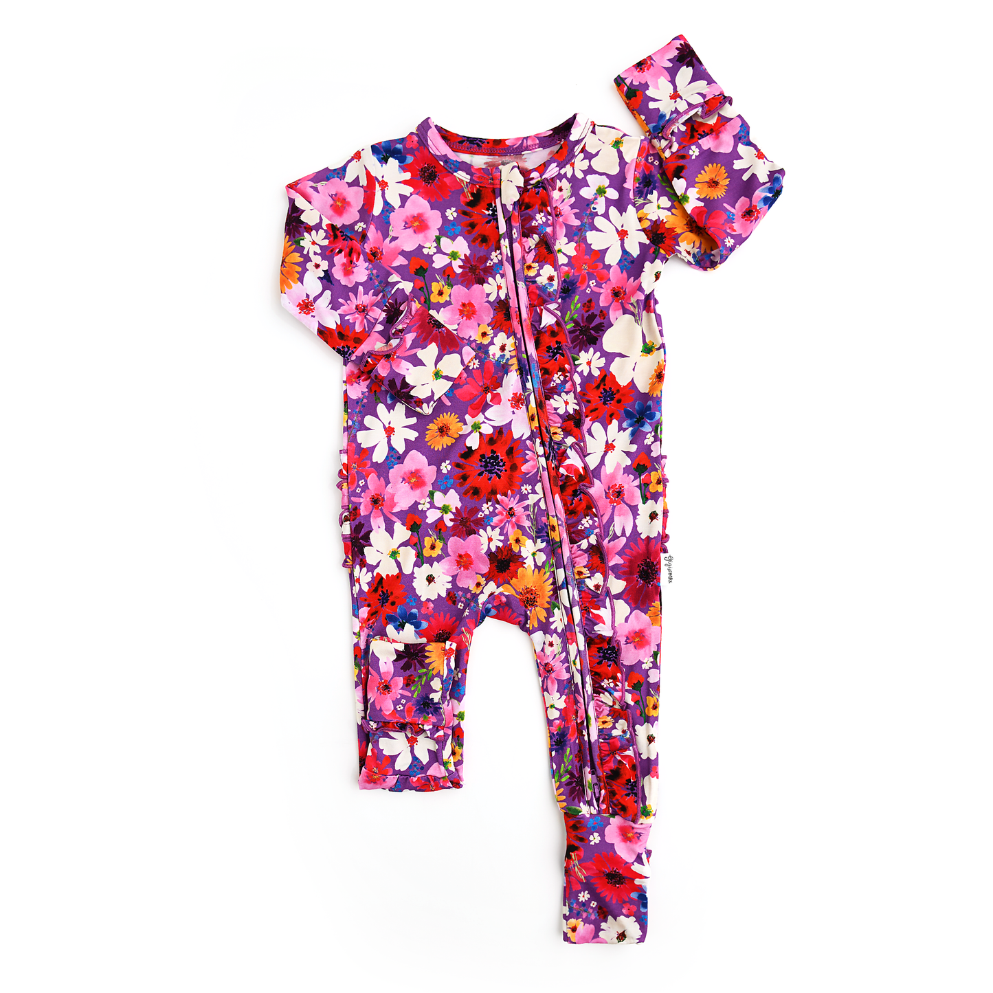 Kaia Bamboo Ruffle Zip Romper