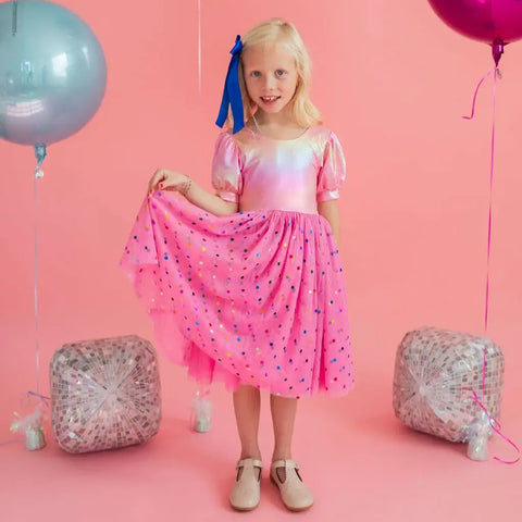 Diana Dress - Pink Confetti Lamé
