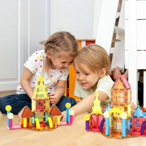 PicassoTiles Magnetic Tile & Sticks Building Set (82 Pieces)