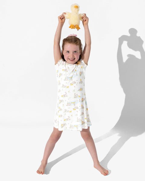 Girls' Short Sleeve Bamboo Dress/Nightgown - Tiny Tails Tales