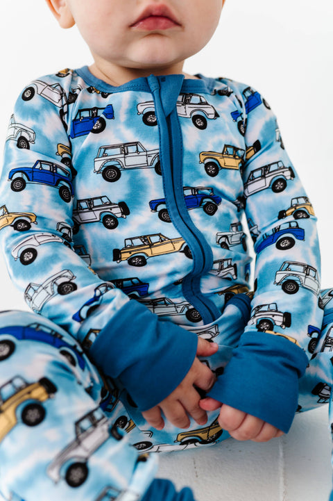 Tie-Dye Trucks Bamboo Convertible Footie for Baby Boys