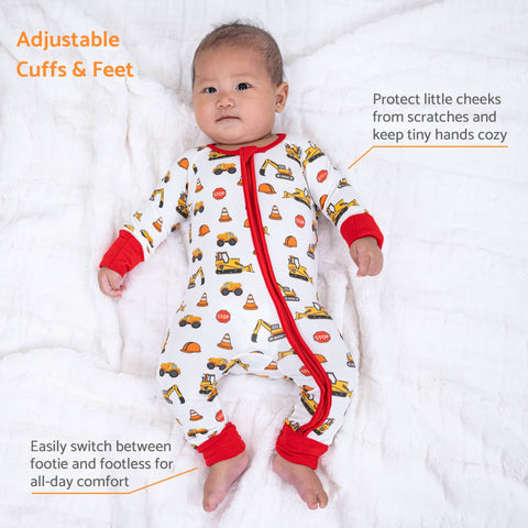 Bamboo Baby Convertible Zipper Pajama Construction