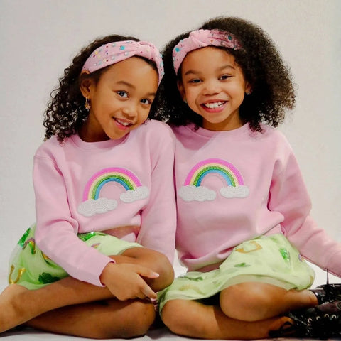 Rainbow Sequin Patch Girls Sweatshirt