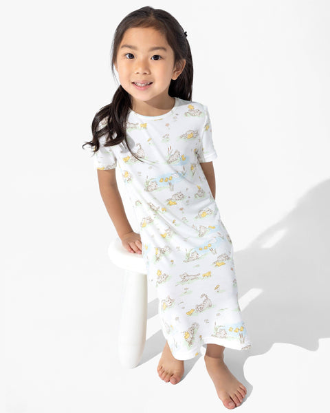 Girls' Short Sleeve Bamboo Dress/Nightgown - Tiny Tails Tales