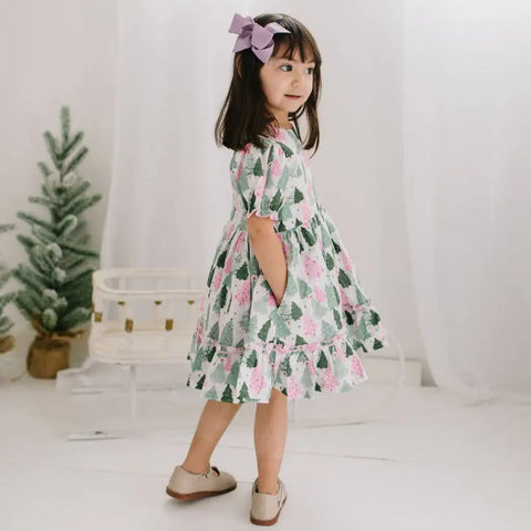 Aura Poplin Dress - Christmas Tree