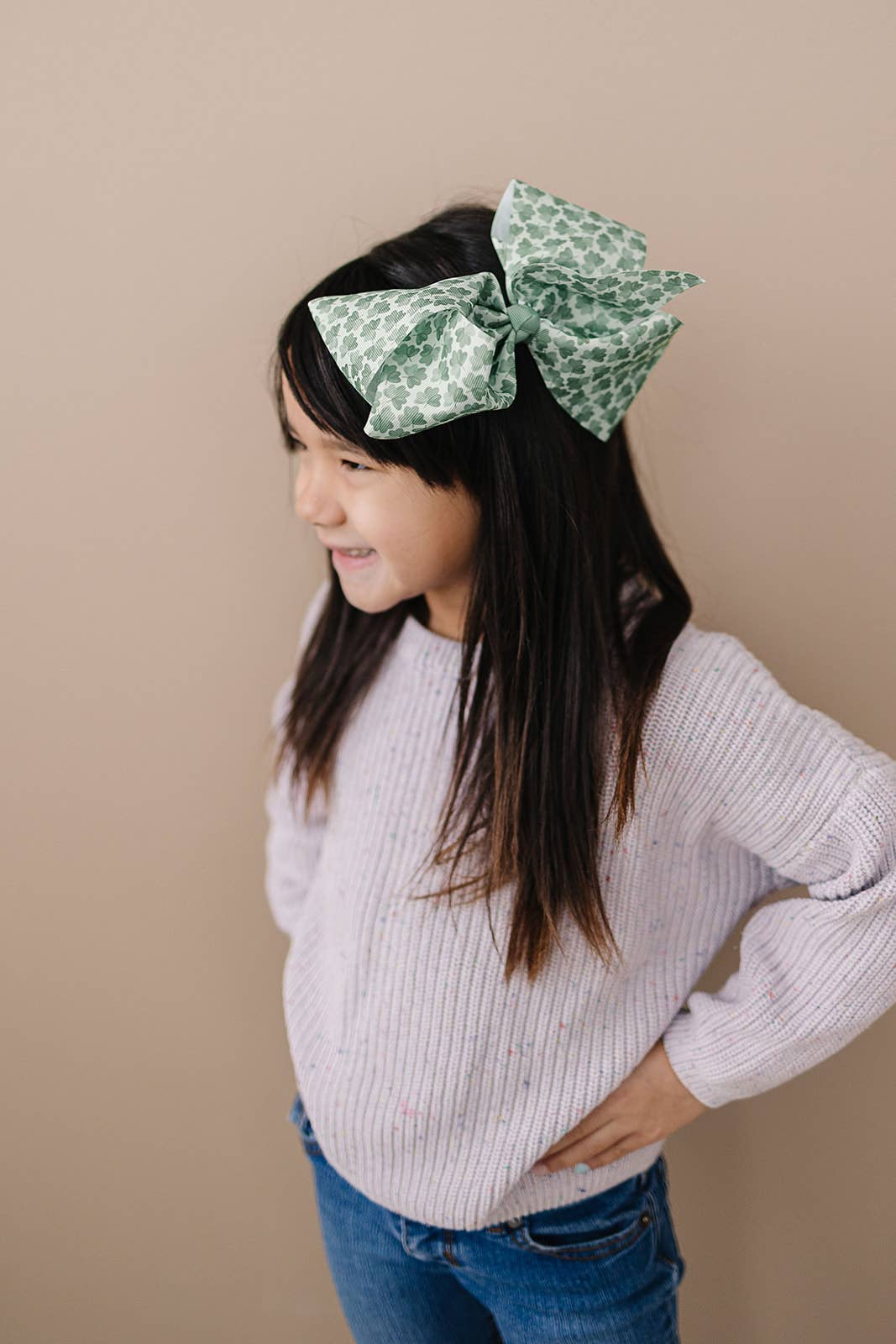 Green Shamrock Grosgrain Hair Bow