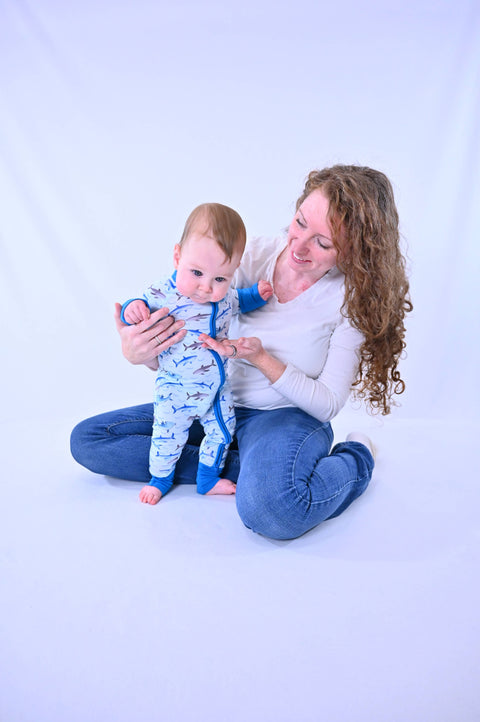 Bamboo Baby Convertible Zipper Pajama Sharks
