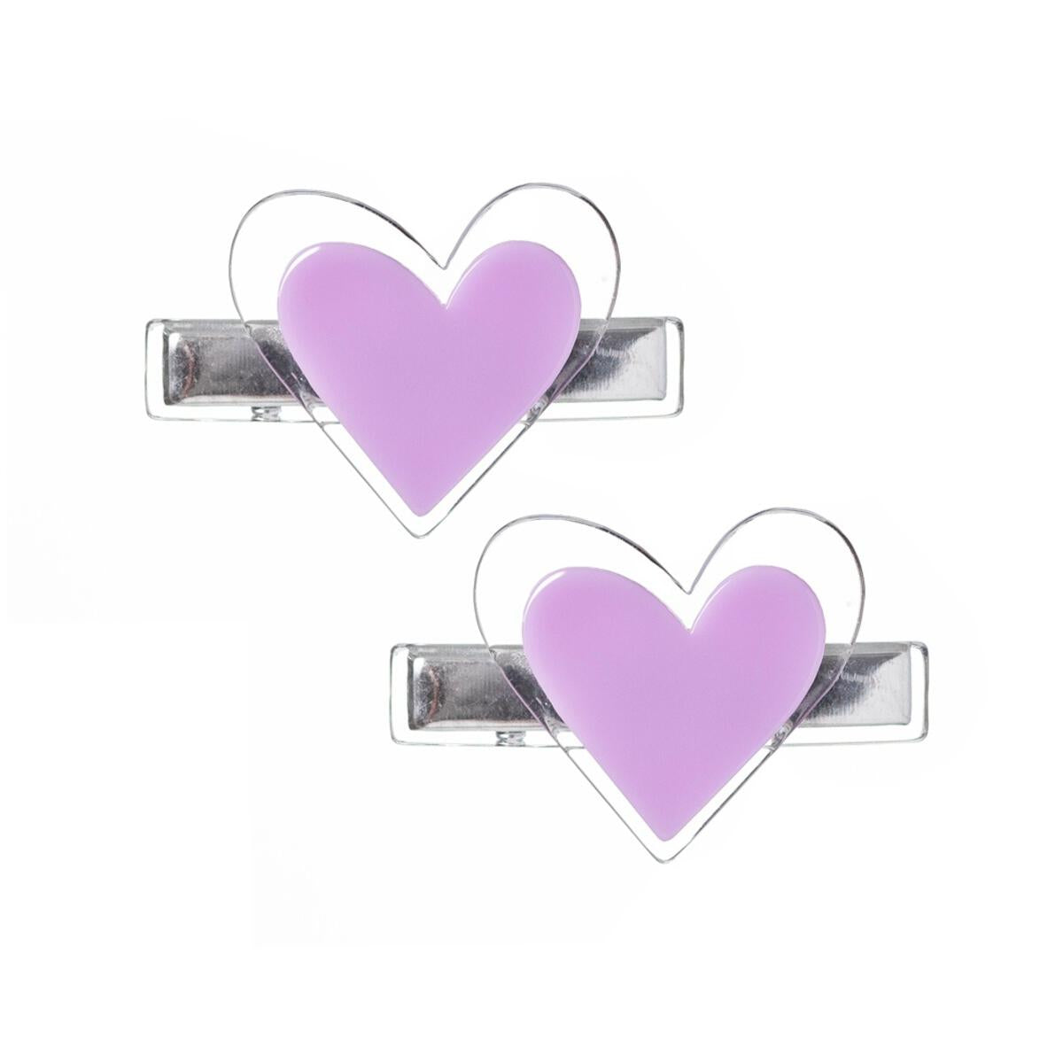 Agatha Heart Light Purple Hair Clips - Lilies & Roses NY