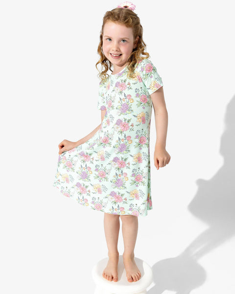 Girls' Short Sleeve Bamboo Dress/Nightgown - Petals & Posies