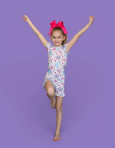 Girls Bamboo Ruffle Short Set - Pom Power
