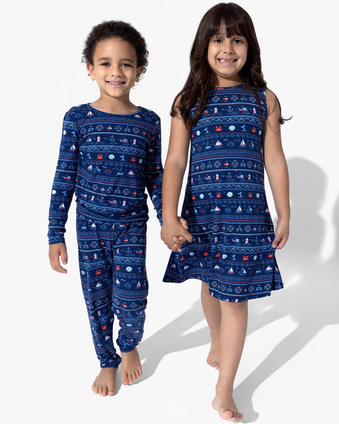 Girls' Sleeveless Bamboo Dress/Nightgown - Sail Away Fair Isle