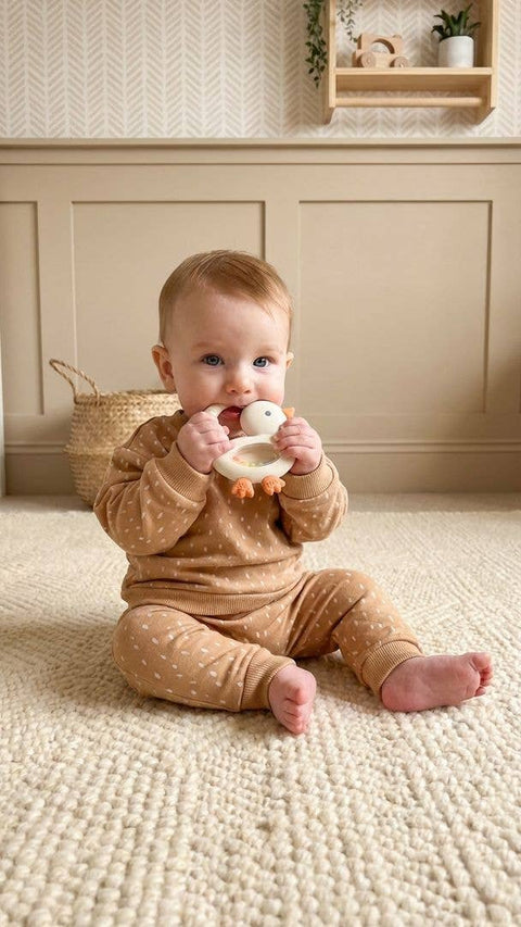Bitzy Shake™ Silicone Teether with Rattle - Goose