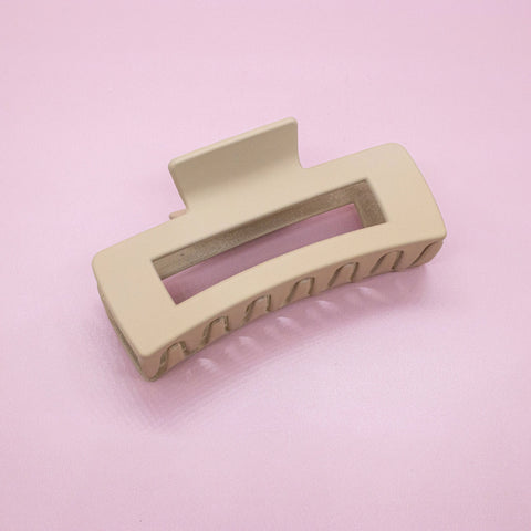 Large Square Matte Hair Claw Clip - Khaki