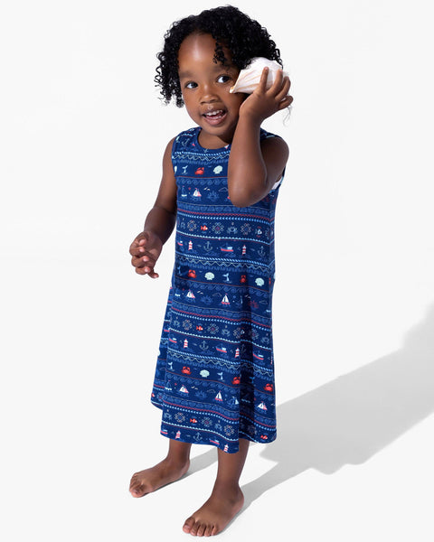 Girls' Sleeveless Bamboo Dress/Nightgown - Sail Away Fair Isle
